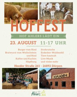 Save the Date!🎉 Unser Hoffest findet am Sonntag, den 23. August 2026 statt🐮🐗🚜
Wir stecken mitten in der Planung und hoffen wieder auf einen schönen Tag mit euch!😊🍰🍔
#hoffest #hofleben #wollschweine#regional #schlemmen