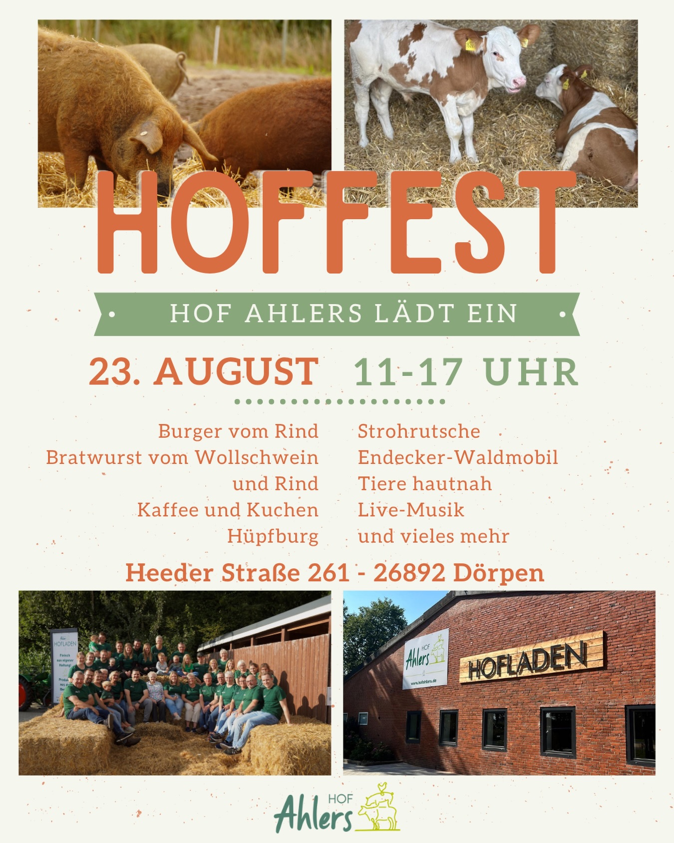 Save the Date!🎉 Unser Hoffest findet am Sonntag, den 23. August 2026 statt🐮🐗🚜
Wir stecken mitten in der Planung und hoffen wieder auf einen schönen Tag mit euch!😊🍰🍔
#hoffest #hofleben #wollschweine#regional #schlemmen